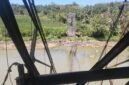 Jembatan Gantung Purwonegoro- Kincang sebagai jalur penghubung warga, nampak kondisi saat ini pasca kerusakan berat.(Dok.Pelita News.id)