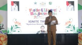 Foto : Wahid Jumali,Lc Wakil Bupati Banjarnegara saat memberikan sambutan di acara literasi fest Banjarnegara 2026 di kantor Disarpus Kabupaten.(Dok Kominfo Bna/Pelita News.id)
