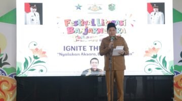 Foto : Wahid Jumali,Lc Wakil Bupati Banjarnegara saat memberikan sambutan di acara literasi fest Banjarnegara 2026 di kantor Disarpus Kabupaten.(Dok Kominfo Bna/Pelita News.id)