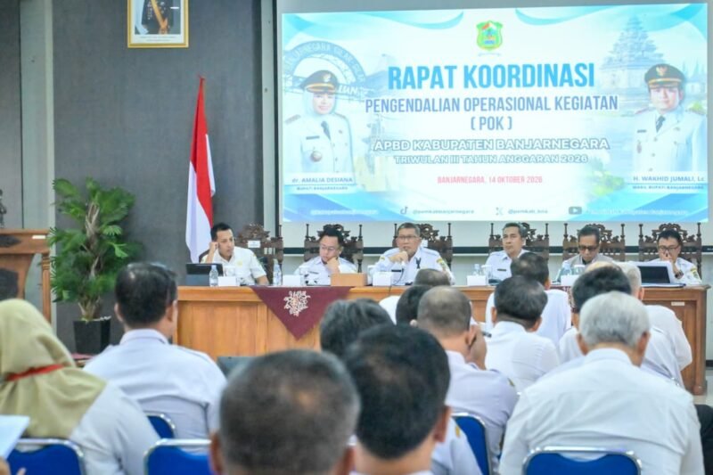 Foto: Rapat koordinasi Pengendalian Operasional Kegiatan(POK) dalam rangka percepatan pelaksanaan program belanja APBD(TA) 2026 Triwulan lll di Sasana Bhakti Praja.(Dok Kominfo Bna/Pelita News.id)